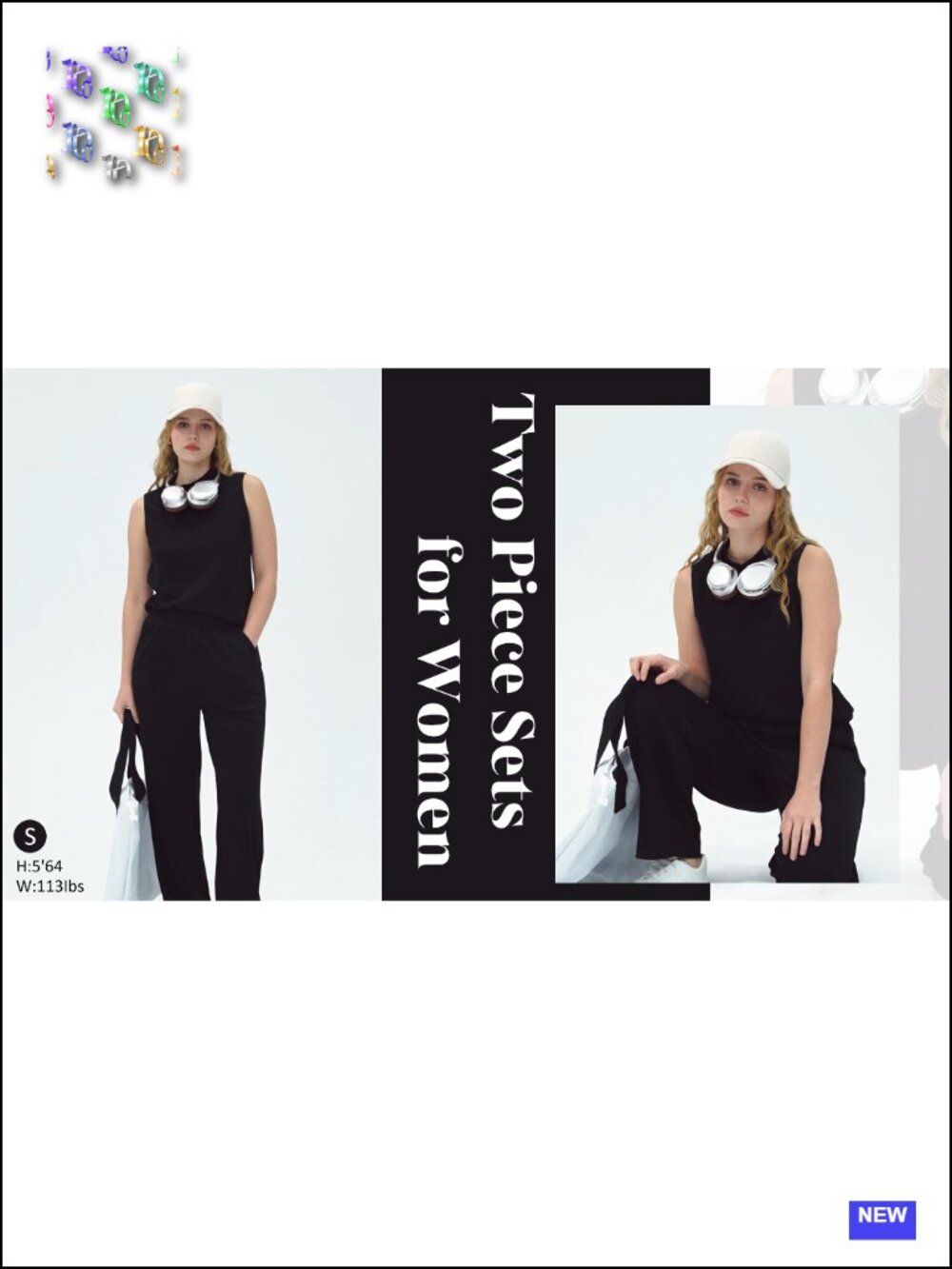 Two Piece Lounge Set Women Wide Leg Pants Mock Neck Sleeveless Summer Travel - Picture 5 of 6
